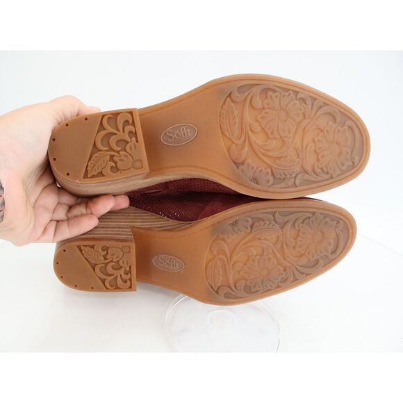 Sofft Womens Sabie Wedge Slingback Mules Booties Red Suede Perforated 11 M - Picture 7 of 13